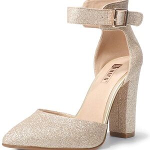 IDIFU Sparkling Gold Block Heels